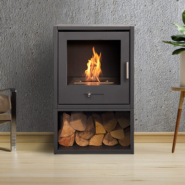 S3 BIOETHANOL STOVE WITH LOG STORE - The Stove House Ltd