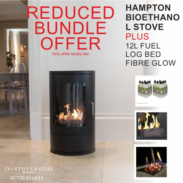 Imagin Hampton short modern Bioethanol Modern Stove Offer with accessories / No Flue - The Stove House