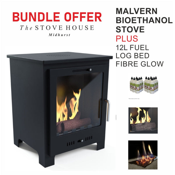 Imagin Malvern Bioethanol Stove Medium black traditional woodburner style - The Stove House