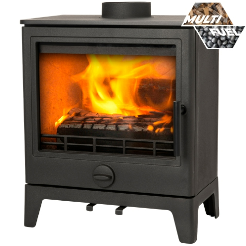 Mi-Fires Derwent Large 8kW Multi Fuel Stove.  ECODesign 2022, Smoke Control Area Exempt & 79.4% efficient at The Stove House Ltd. West Sussex.