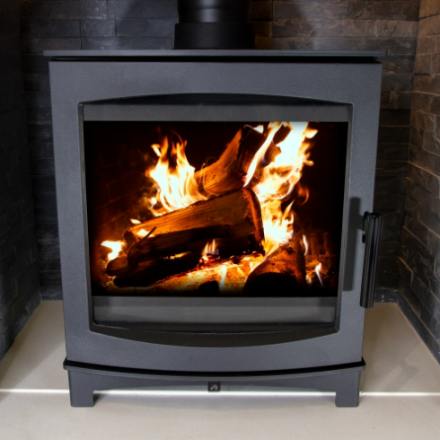 Mi-Fires Tinderbox Large 5kW Wood Stove. ECODesign 2022, Smoke Control Area Exempt, 80.4% Efficient, A+ Energy Rating at The Stove House Ltd. West Sussex.