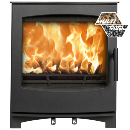 Mi-Fires Tinderbox Large 5kW Multi Fuel Stove. ECODesign 2022, Smoke Control Area Exempt, 81.3% Efficient, A+ Energy Rating at The Stove House Ltd. West Sussex.