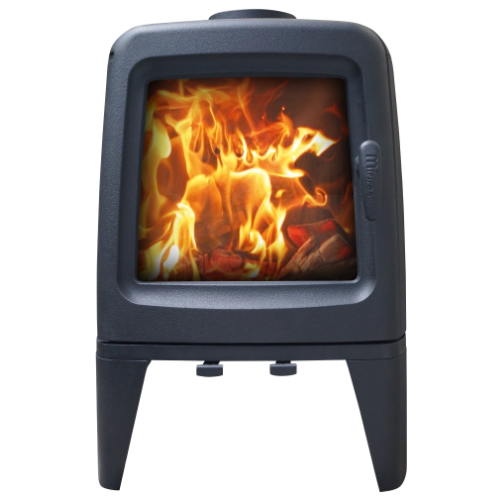 Mi-Fires Logstore Firepod 5kW Cast Iron Wood Stove. ECODesign 2022, Smoke Control Area Exempt, 78.8% Efficient, A Energy Rating at The Stove House Ltd. West Sussex.