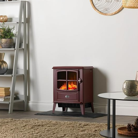 The Dimplex Brayford Burgundy Optiflame electric stove has a classic modern design perfect for all interiors.  Optiflame effect with 2kW fan heater at The Stove House Ltd.