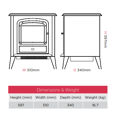 The Dimplex Courchevel Optiflame electric stove has a classic modern design perfect for all interiors.  Optiflame effect with 2kW fan heater at The Stove House Ltd.