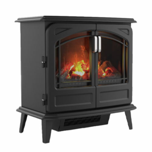 Dimplex Fortrose Optimyst Electric Stove.  Contemporary graphite design with a concealed 2kW heater.  LED lighting effect, openable doors, remote control, and thermostat at The Stove House Ltd. West Sussex