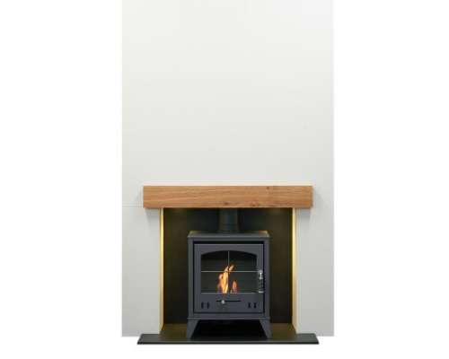 Acantha Pre-Built Media Wall 1 with OKO S2 Bioethanol Stove - Charcoal Grey.  OKO S1, OKO S2, OKO S3, OKO S4, OKO S5 at The Stove House Ltd.