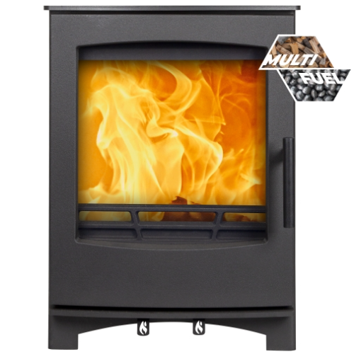 Mi-Fires Tinderbox Small 5kW Multi Fuel Stove. ECODesign 2022, Smoke Control Area Exempt, 83.0% Efficient, A+ Energy Rating at The Stove House Ltd. West Sussex.