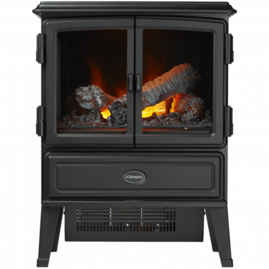 Dimplex Oakhurst Optimyst Electric Stove. Integrated heater which provides up to 2kW of heat that can be operated via manual or remote control with a thermostat at The Stove House Ltd. West Sussex.