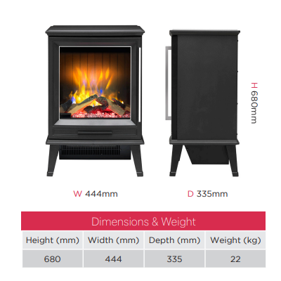 The Dimplex Laverton Optiflame electric stove has revolutionary Optiflame 3D technology.  A 2kW concealed heater with remote control and thermostat at The Stove House Ltd. West Sussex.