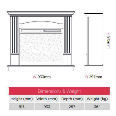 Dimplex Chadwick Optiflame Electric Fireplace Suite with a unique Dimplex Optiflame effect.  Easy-to-use remote control or manual control with thermostat at The Stove House Ltd. West Sussex.