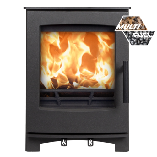 Mi-Fires Medium Firepod 5kW WoodStove. ECODesign 2022, Smoke Control Area Exempt, 78.8% Efficient, A Energy Rating at The Stove House Ltd. West Sussex.