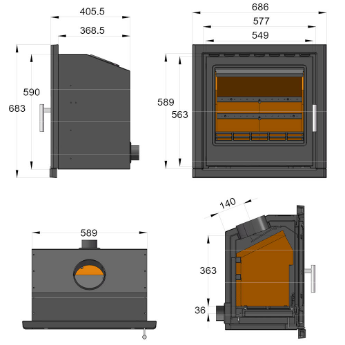 Mi-Fires Coniston Large multi-fuel 8kW inset stove. ECODesign 2022 and Smoke Control Area Exempt at The Stove House Ltd, West Sussex.