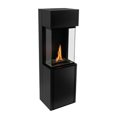 Planika Arcticon three-sided freestanding automatic bio fireplace. 
Up to 3.5 kW heat effect and 35 hours of burning time and does not require a chimney. Up to 33 hours of burn time at The Stove House Ltd. West Sussex.
Controlled by remote or control panel 