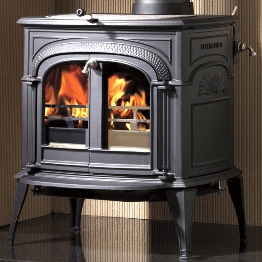 Vermont Castings stoves offer classic fine cast iron craftsmanship with attention to detail. The Intrepid Encore & Defiant are elegant classic woodburners available in cast black or Bordeaux enamel (rich deep red / ox blood ) Lattice cast iron warming shelves available. At your local fireplace showroom in Midhurst West